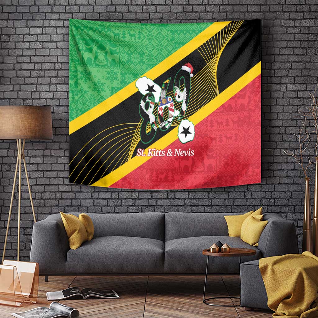 St Kitts and Nevis Christmas Tapestry 869 Proud With Map - Wonder Print Shop