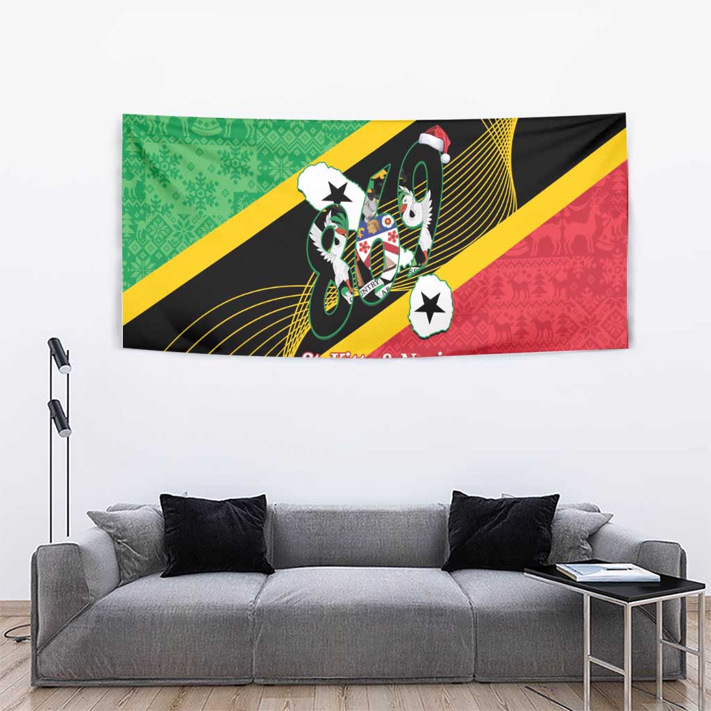 St Kitts and Nevis Christmas Tapestry 869 Proud With Map - Wonder Print Shop