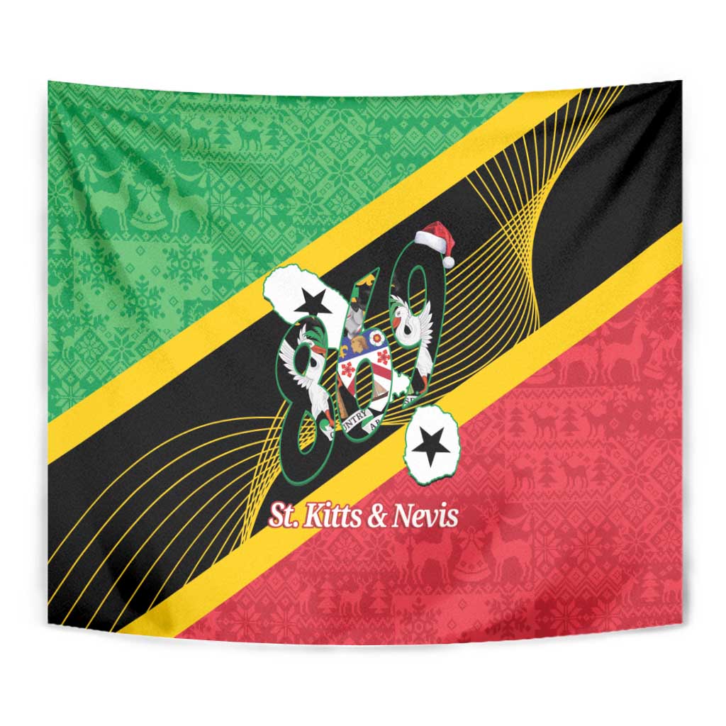 St Kitts and Nevis Christmas Tapestry 869 Proud With Map - Wonder Print Shop
