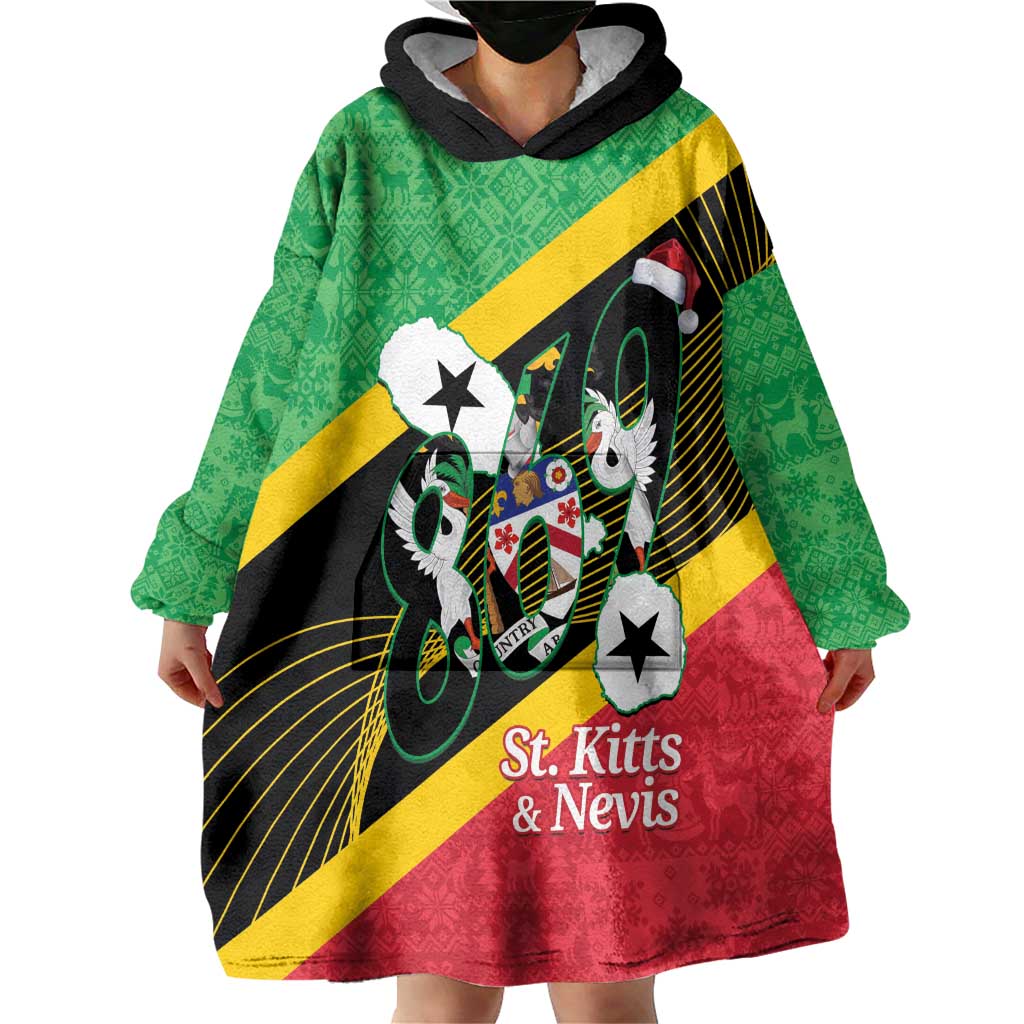 St Kitts and Nevis Christmas Wearable Blanket Hoodie 869 Proud With Map - Wonder Print Shop