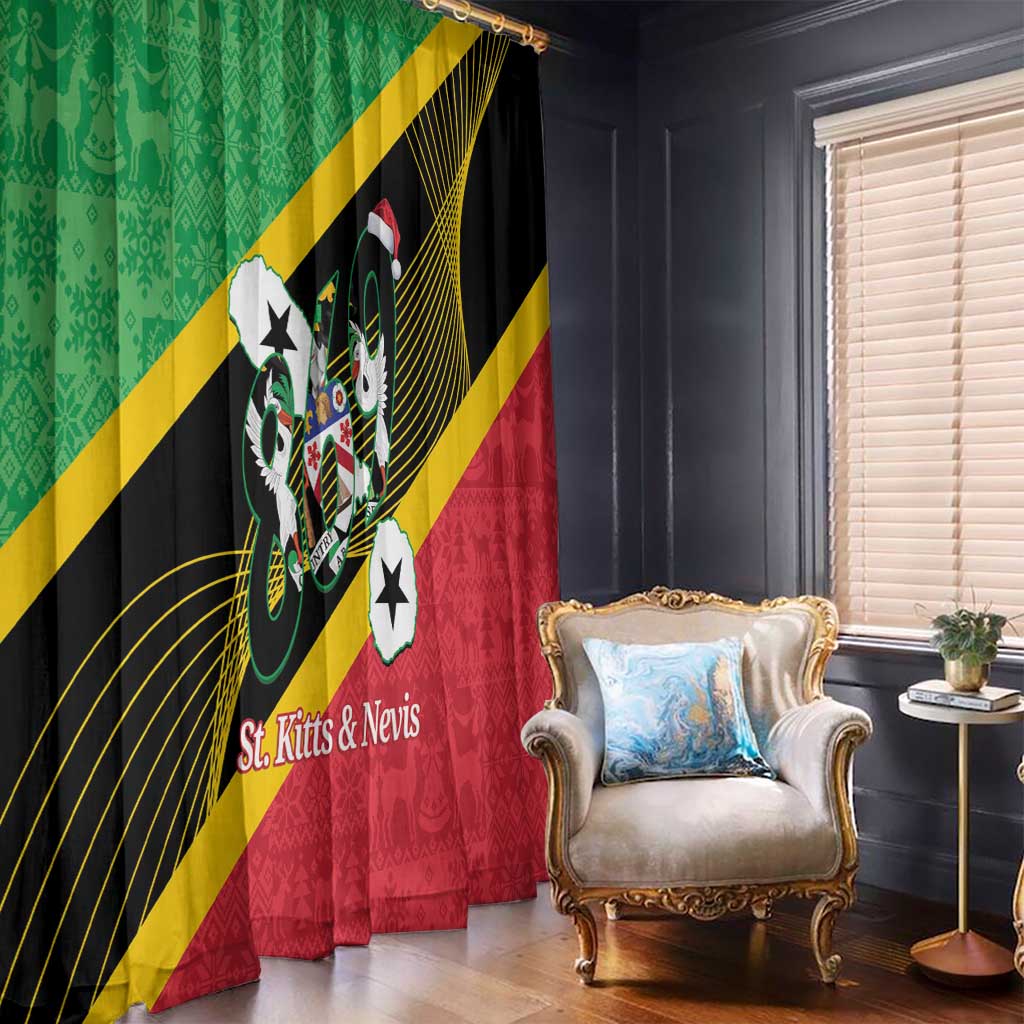 St Kitts and Nevis Christmas Window Curtain 869 Proud With Map - Wonder Print Shop