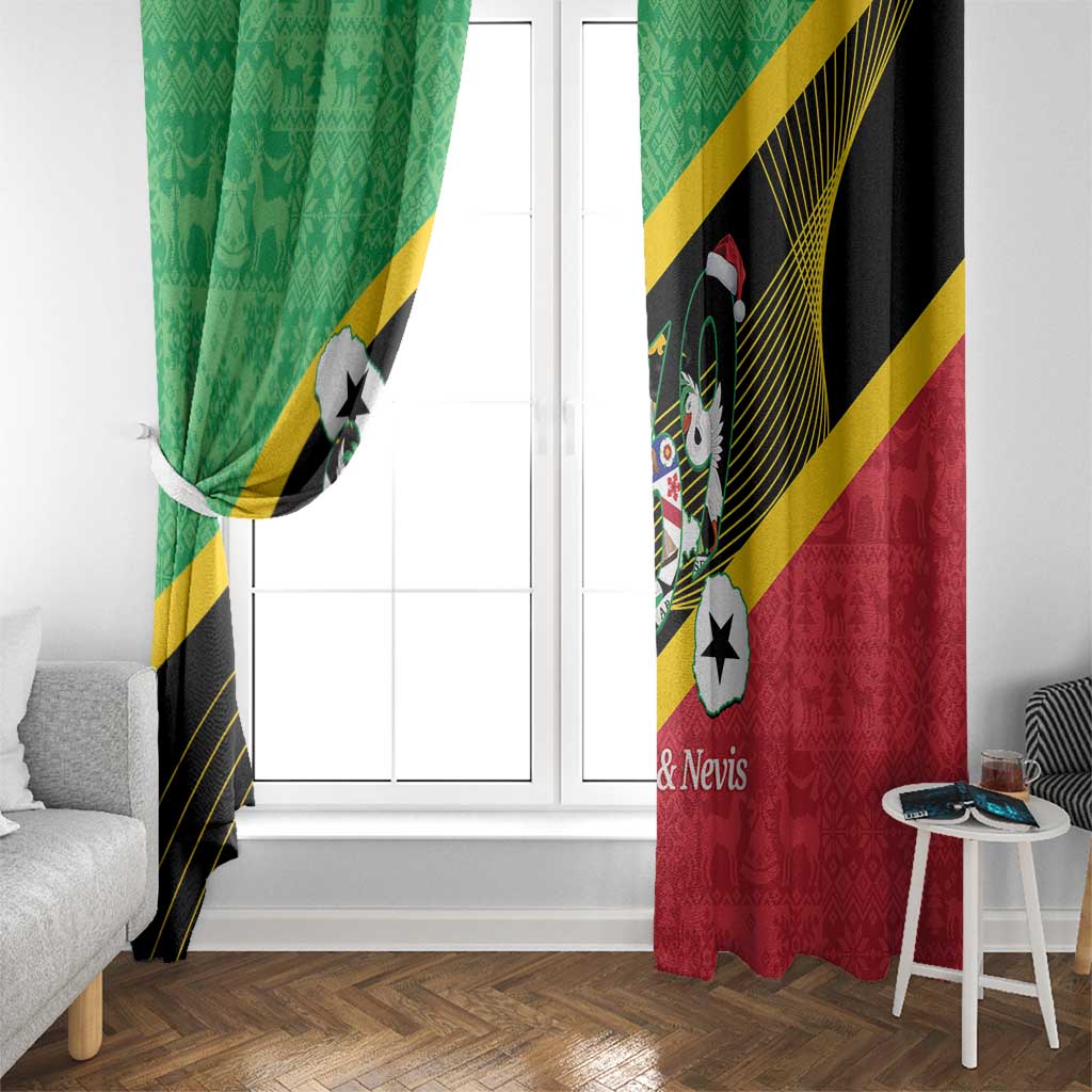 St Kitts and Nevis Christmas Window Curtain 869 Proud With Map - Wonder Print Shop