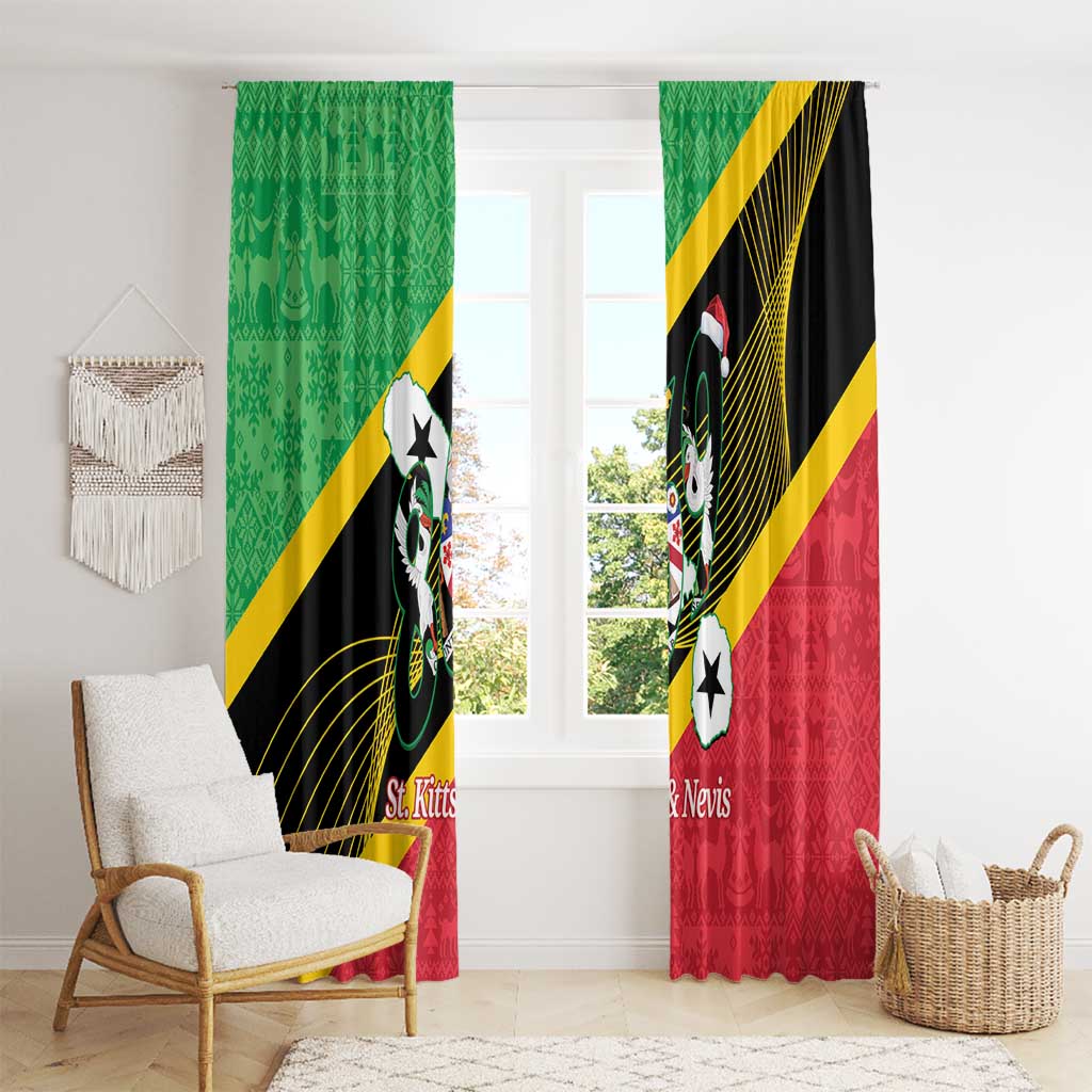 St Kitts and Nevis Christmas Window Curtain 869 Proud With Map - Wonder Print Shop