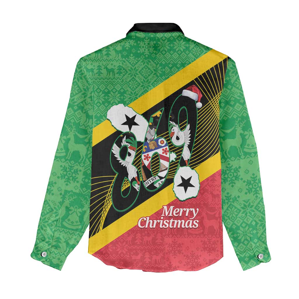 St Kitts and Nevis Christmas Women Casual Shirt 869 Proud With Map - Wonder Print Shop