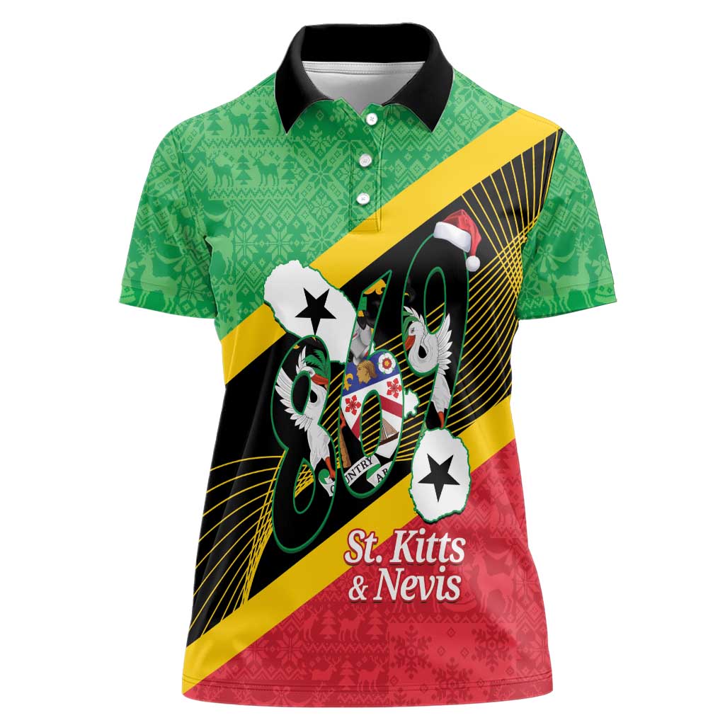 St Kitts and Nevis Christmas Women Polo Shirt 869 Proud With Map - Wonder Print Shop