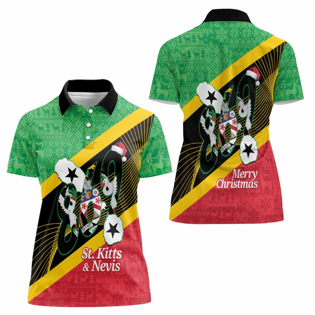 St Kitts and Nevis Christmas Women Polo Shirt 869 Proud With Map - Wonder Print Shop