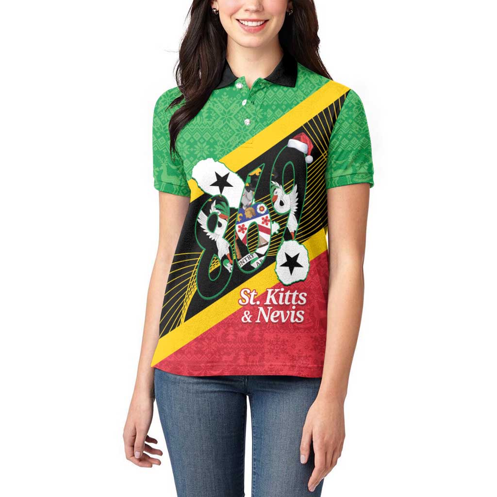St Kitts and Nevis Christmas Women Polo Shirt 869 Proud With Map - Wonder Print Shop