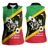 St Kitts and Nevis Christmas Women Sleeveless Polo Shirt 869 Proud With Map - Wonder Print Shop