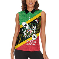 St Kitts and Nevis Christmas Women Sleeveless Polo Shirt 869 Proud With Map - Wonder Print Shop