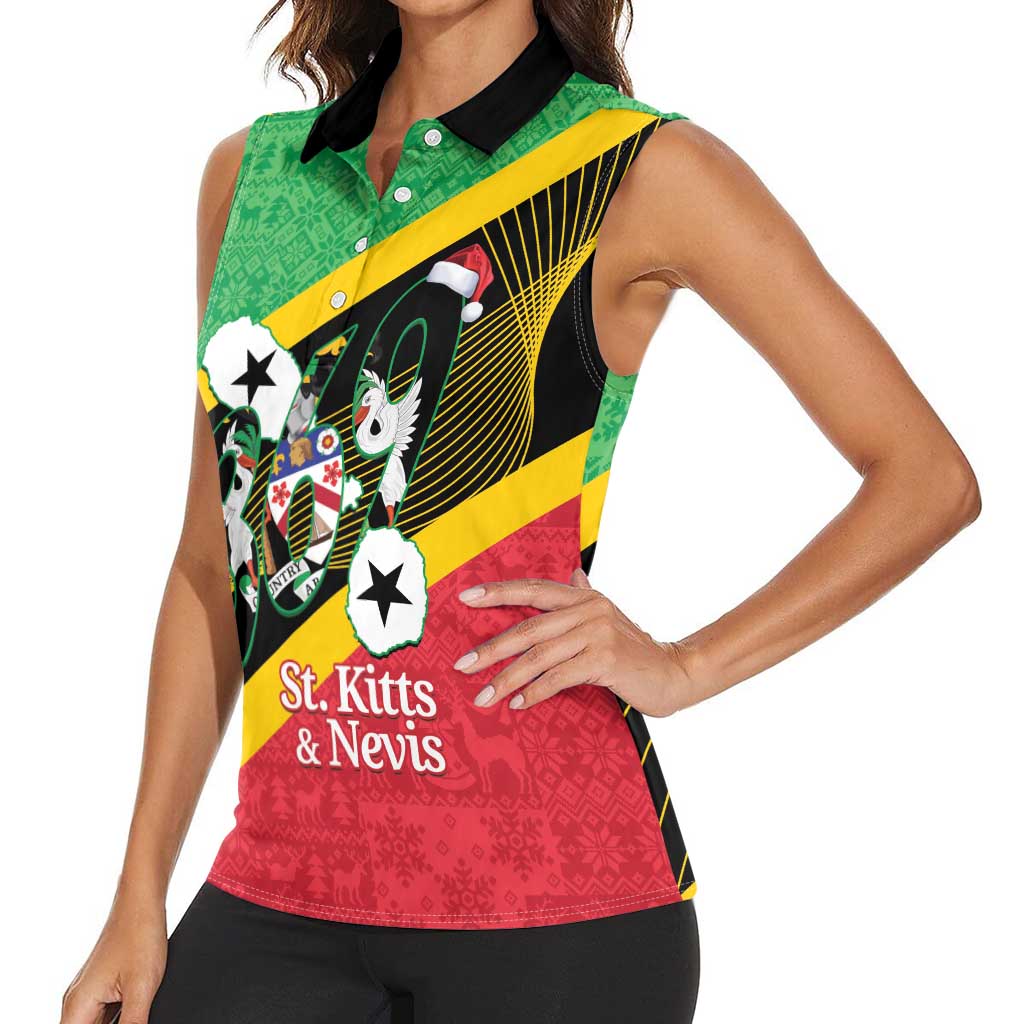 St Kitts and Nevis Christmas Women Sleeveless Polo Shirt 869 Proud With Map - Wonder Print Shop