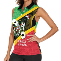 St Kitts and Nevis Christmas Women Sleeveless Polo Shirt 869 Proud With Map - Wonder Print Shop