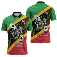 St Kitts and Nevis Christmas Zipper Polo Shirt 869 Proud With Map - Wonder Print Shop