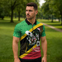 St Kitts and Nevis Christmas Zipper Polo Shirt 869 Proud With Map - Wonder Print Shop