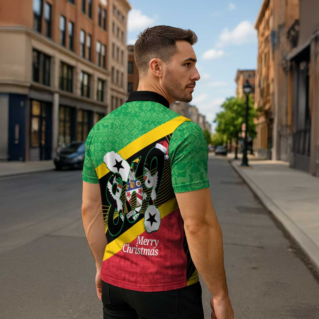 St Kitts and Nevis Christmas Zipper Polo Shirt 869 Proud With Map - Wonder Print Shop