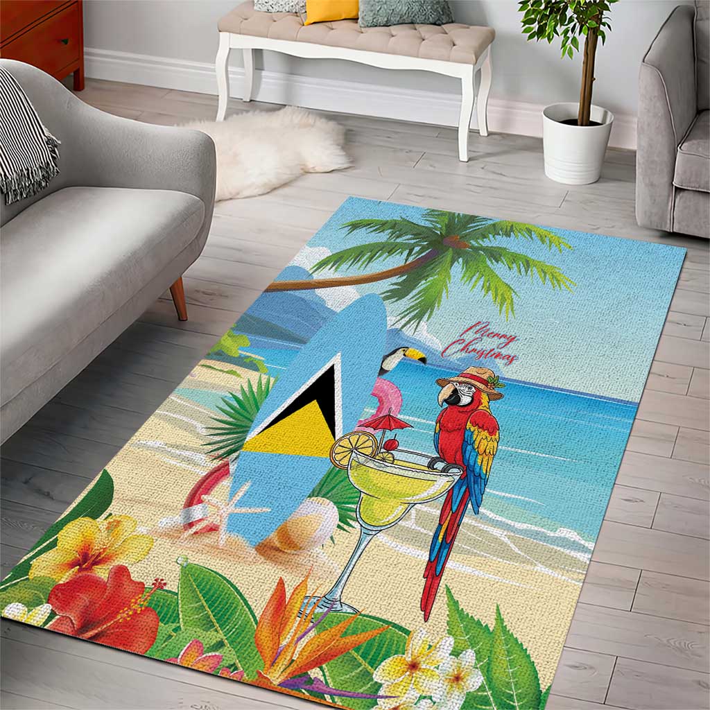 Saint Lucia Christmas Area Rug Chill Macaw Parrot Caribbean Tropical Style - Wonder Print Shop