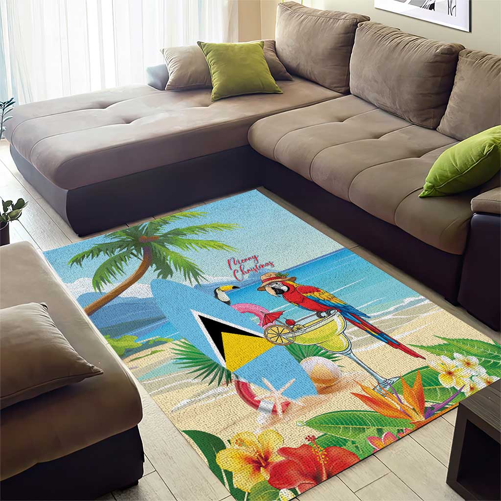 Saint Lucia Christmas Area Rug Chill Macaw Parrot Caribbean Tropical Style - Wonder Print Shop