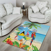 Saint Lucia Christmas Area Rug Chill Macaw Parrot Caribbean Tropical Style - Wonder Print Shop