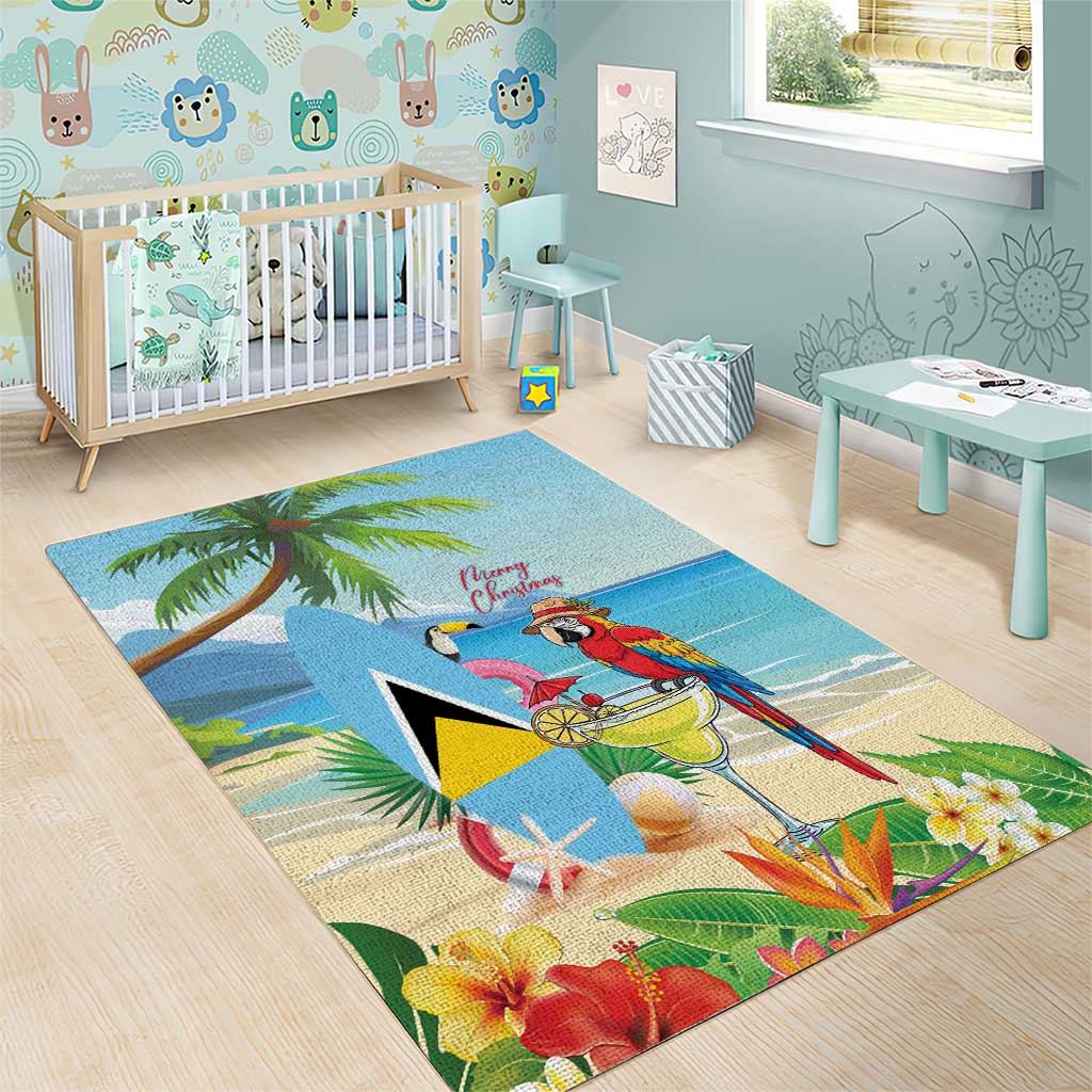 Saint Lucia Christmas Area Rug Chill Macaw Parrot Caribbean Tropical Style - Wonder Print Shop