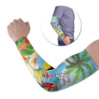 Personalized Saint Lucia Christmas Arm Sleeves Chill Macaw Parrot Caribbean Tropical Style - Wonder Print Shop
