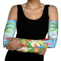 Personalized Saint Lucia Christmas Arm Sleeves Chill Macaw Parrot Caribbean Tropical Style - Wonder Print Shop