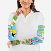 Personalized Saint Lucia Christmas Arm Sleeves Chill Macaw Parrot Caribbean Tropical Style - Wonder Print Shop