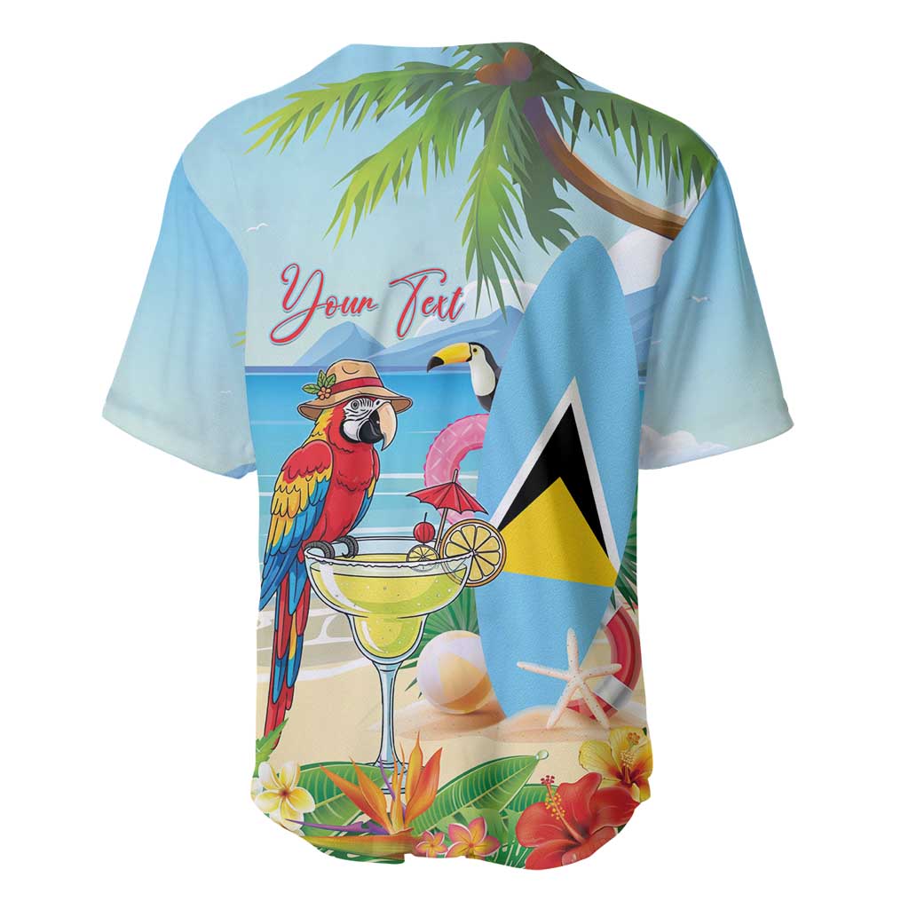 Personalized Saint Lucia Christmas Baseball Jersey Chill Macaw Parrot Caribbean Tropical Style - Wonder Print Shop