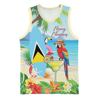Personalized Saint Lucia Christmas Basketball Jersey Chill Macaw Parrot Caribbean Tropical Style - Wonder Print Shop