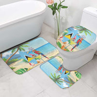 Saint Lucia Christmas Bathroom Set Chill Macaw Parrot Caribbean Tropical Style - Wonder Print Shop