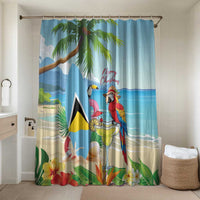 Saint Lucia Christmas Bathroom Set Chill Macaw Parrot Caribbean Tropical Style - Wonder Print Shop