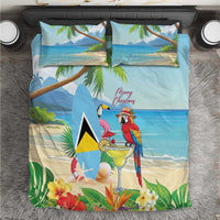 Saint Lucia Christmas Bedding Set Chill Macaw Parrot Caribbean Tropical Style - Wonder Print Shop