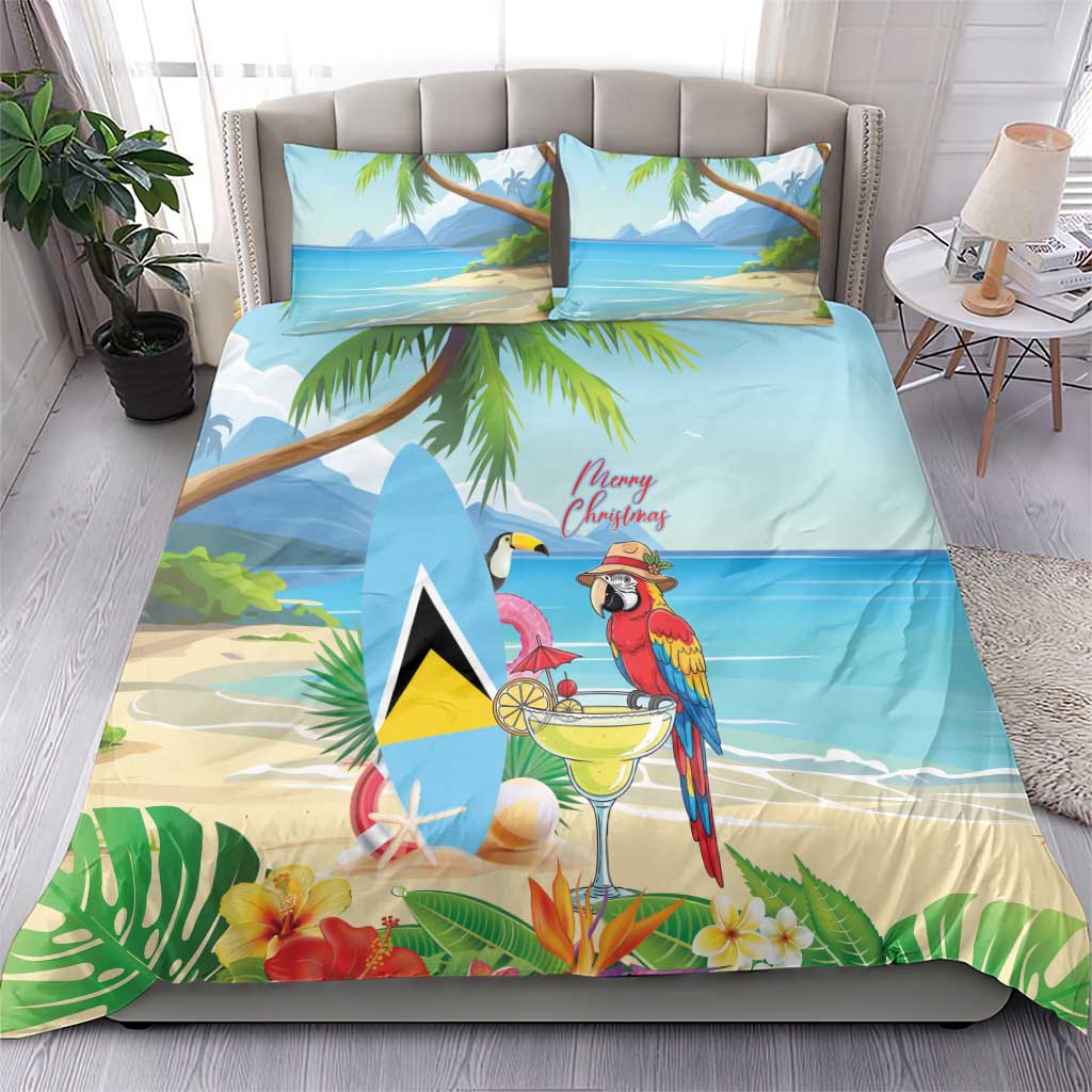 Saint Lucia Christmas Bedding Set Chill Macaw Parrot Caribbean Tropical Style - Wonder Print Shop