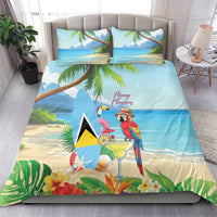 Saint Lucia Christmas Bedding Set Chill Macaw Parrot Caribbean Tropical Style - Wonder Print Shop