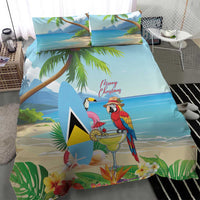 Saint Lucia Christmas Bedding Set Chill Macaw Parrot Caribbean Tropical Style - Wonder Print Shop