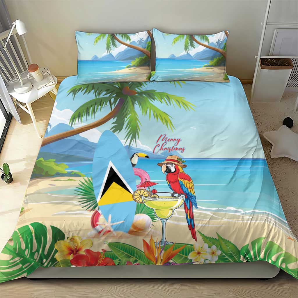 Saint Lucia Christmas Bedding Set Chill Macaw Parrot Caribbean Tropical Style - Wonder Print Shop