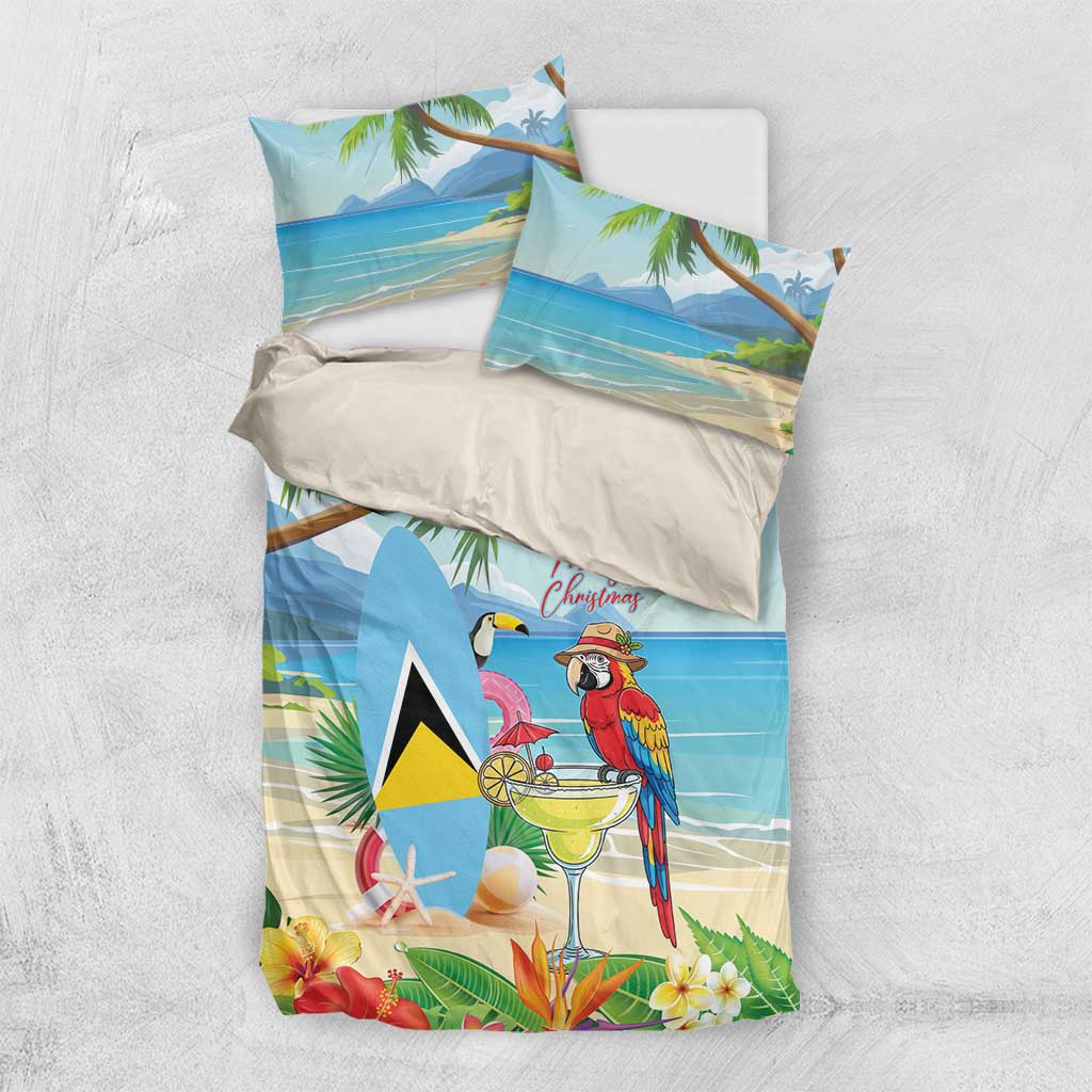Saint Lucia Christmas Bedding Set Chill Macaw Parrot Caribbean Tropical Style - Wonder Print Shop