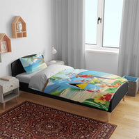 Saint Lucia Christmas Bedding Set Chill Macaw Parrot Caribbean Tropical Style - Wonder Print Shop