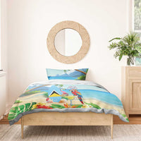 Saint Lucia Christmas Bedding Set Chill Macaw Parrot Caribbean Tropical Style - Wonder Print Shop