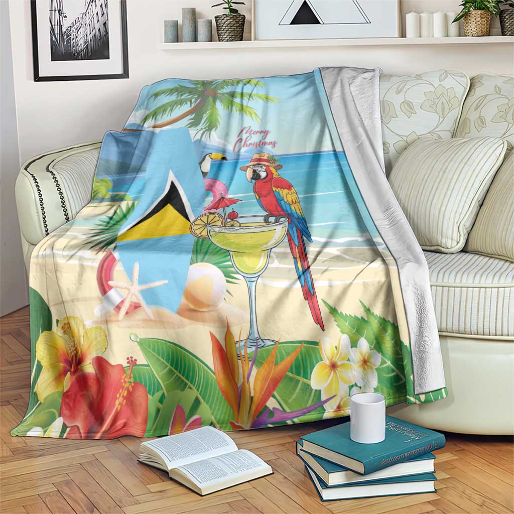 Saint Lucia Christmas Blanket Chill Macaw Parrot Caribbean Tropical Style - Wonder Print Shop