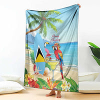 Saint Lucia Christmas Blanket Chill Macaw Parrot Caribbean Tropical Style - Wonder Print Shop