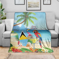 Saint Lucia Christmas Blanket Chill Macaw Parrot Caribbean Tropical Style - Wonder Print Shop