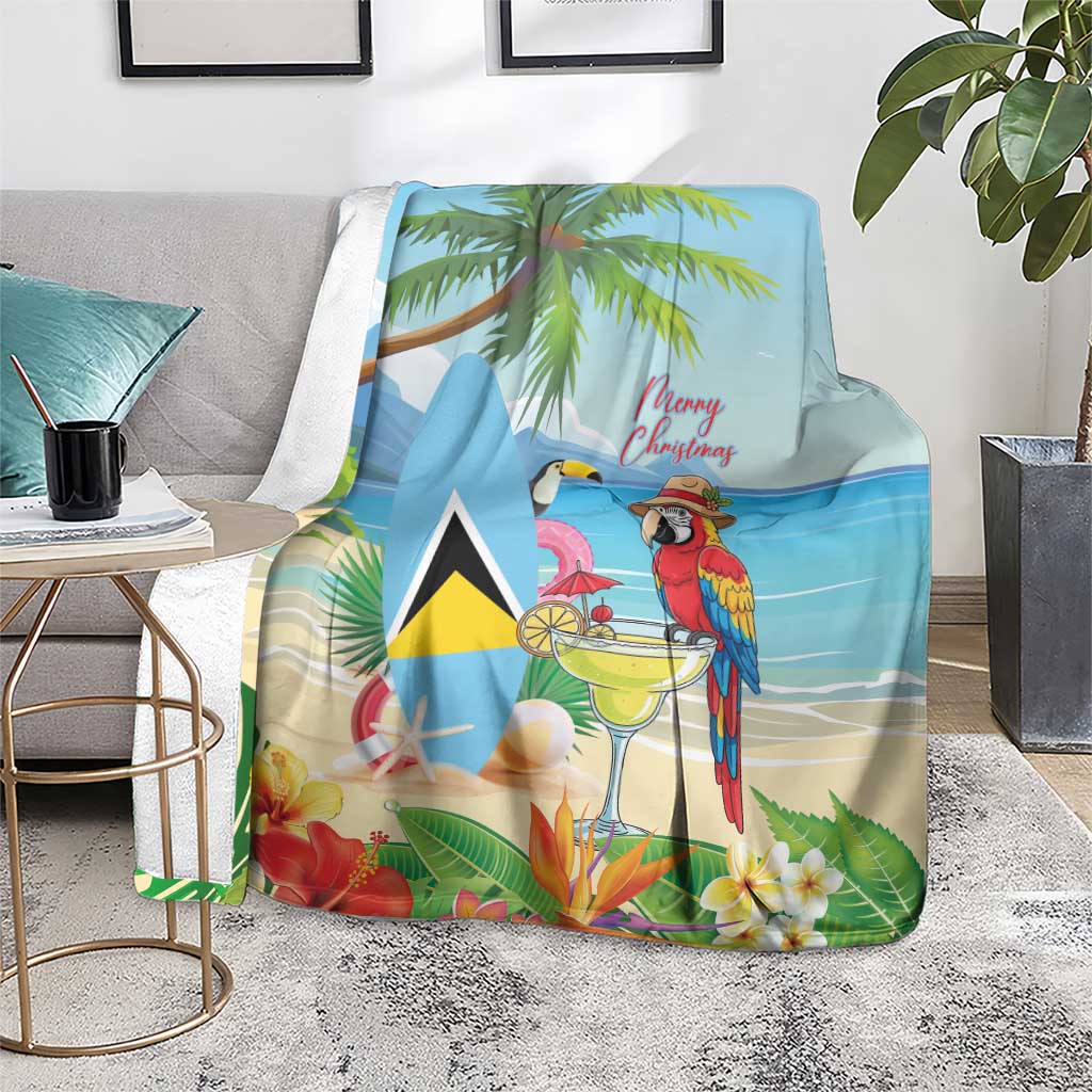 Saint Lucia Christmas Blanket Chill Macaw Parrot Caribbean Tropical Style - Wonder Print Shop