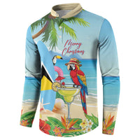 Personalized Saint Lucia Christmas Button Sweatshirt Chill Macaw Parrot Caribbean Tropical Style - Wonder Print Shop