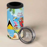 Personalized Saint Lucia Christmas 4 in 1 Can Cooler Tumbler Chill Macaw Parrot Caribbean Tropical Style - Wonder Print Shop