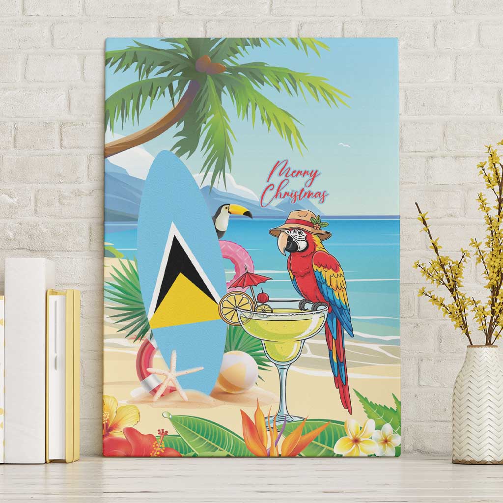 Saint Lucia Christmas Canvas Wall Art Chill Macaw Parrot Caribbean Tropical Style - Wonder Print Shop