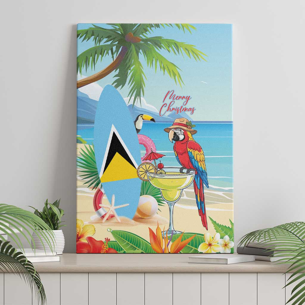 Saint Lucia Christmas Canvas Wall Art Chill Macaw Parrot Caribbean Tropical Style - Wonder Print Shop