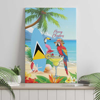 Saint Lucia Christmas Canvas Wall Art Chill Macaw Parrot Caribbean Tropical Style - Wonder Print Shop