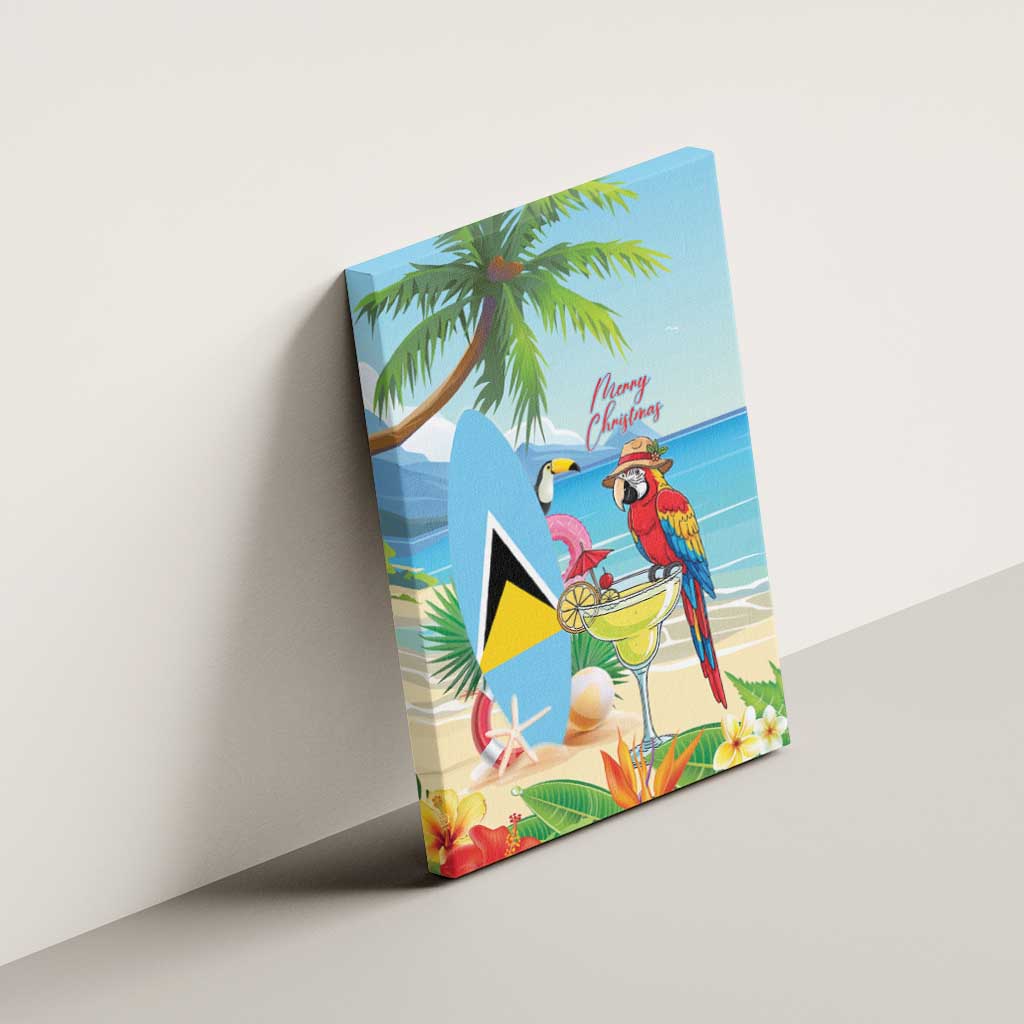 Saint Lucia Christmas Canvas Wall Art Chill Macaw Parrot Caribbean Tropical Style - Wonder Print Shop