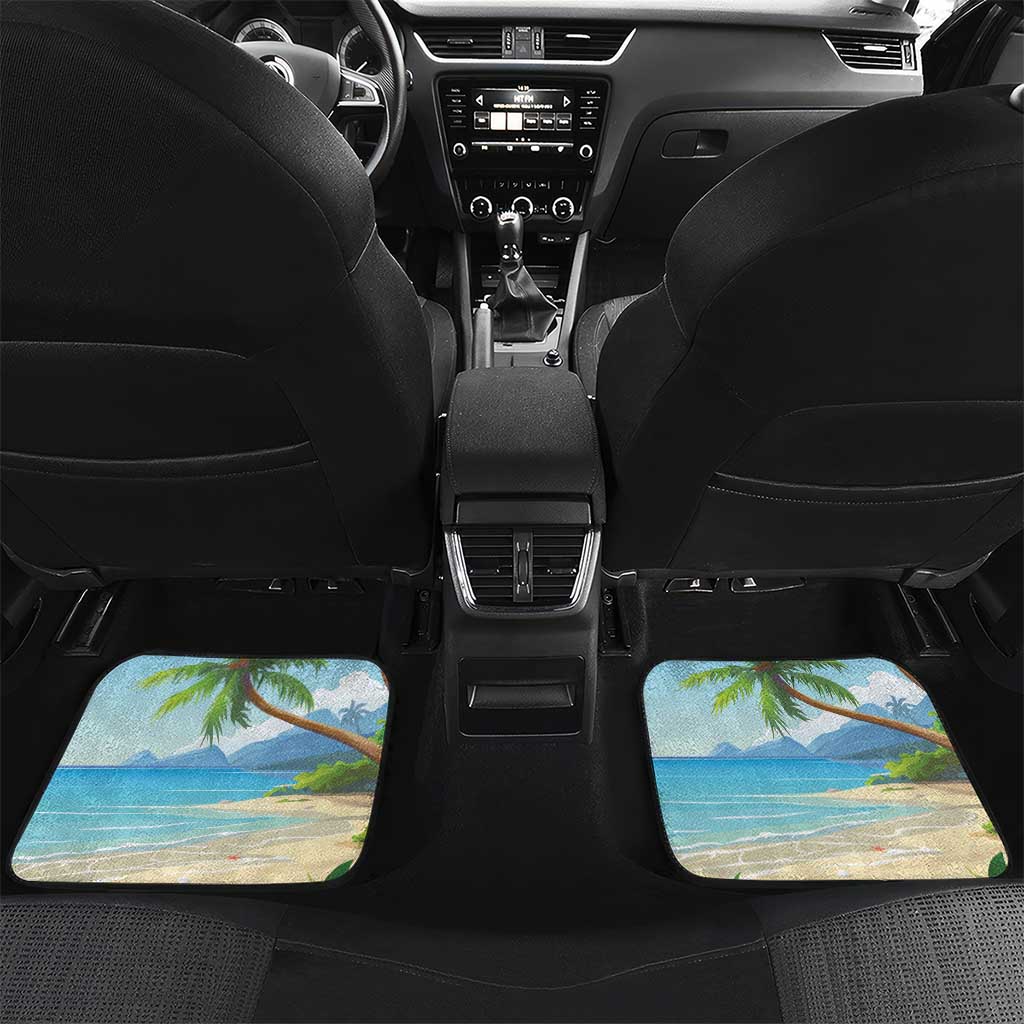 Personalized Saint Lucia Christmas Car Mats Chill Macaw Parrot Caribbean Tropical Style - Wonder Print Shop