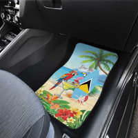 Personalized Saint Lucia Christmas Car Mats Chill Macaw Parrot Caribbean Tropical Style - Wonder Print Shop