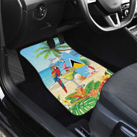 Personalized Saint Lucia Christmas Car Mats Chill Macaw Parrot Caribbean Tropical Style - Wonder Print Shop